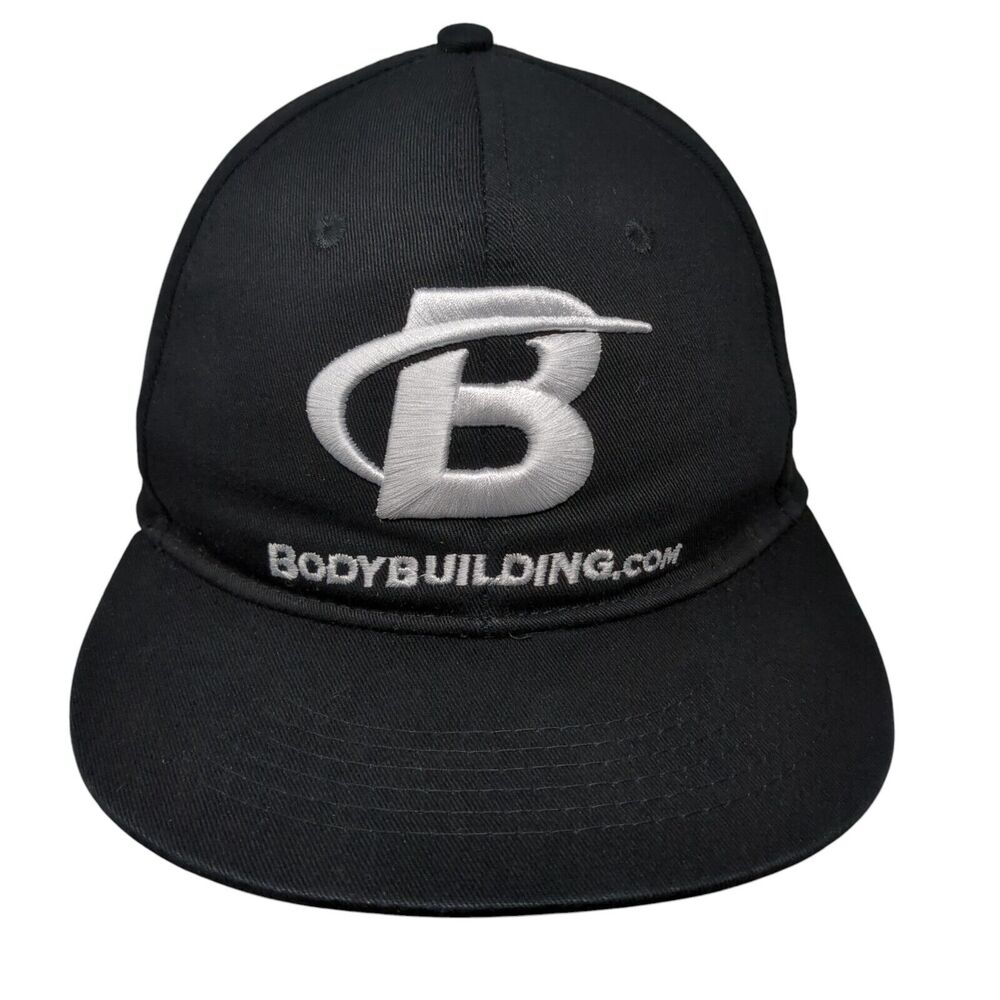 Bodybuilding.com Snapback Hat Black OSFA Solid Adjustable Embroidered